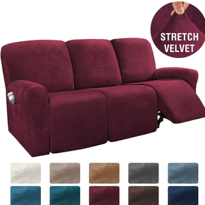 Stretchable Velvet Recliner Slipcover For 1/2/3 Seats